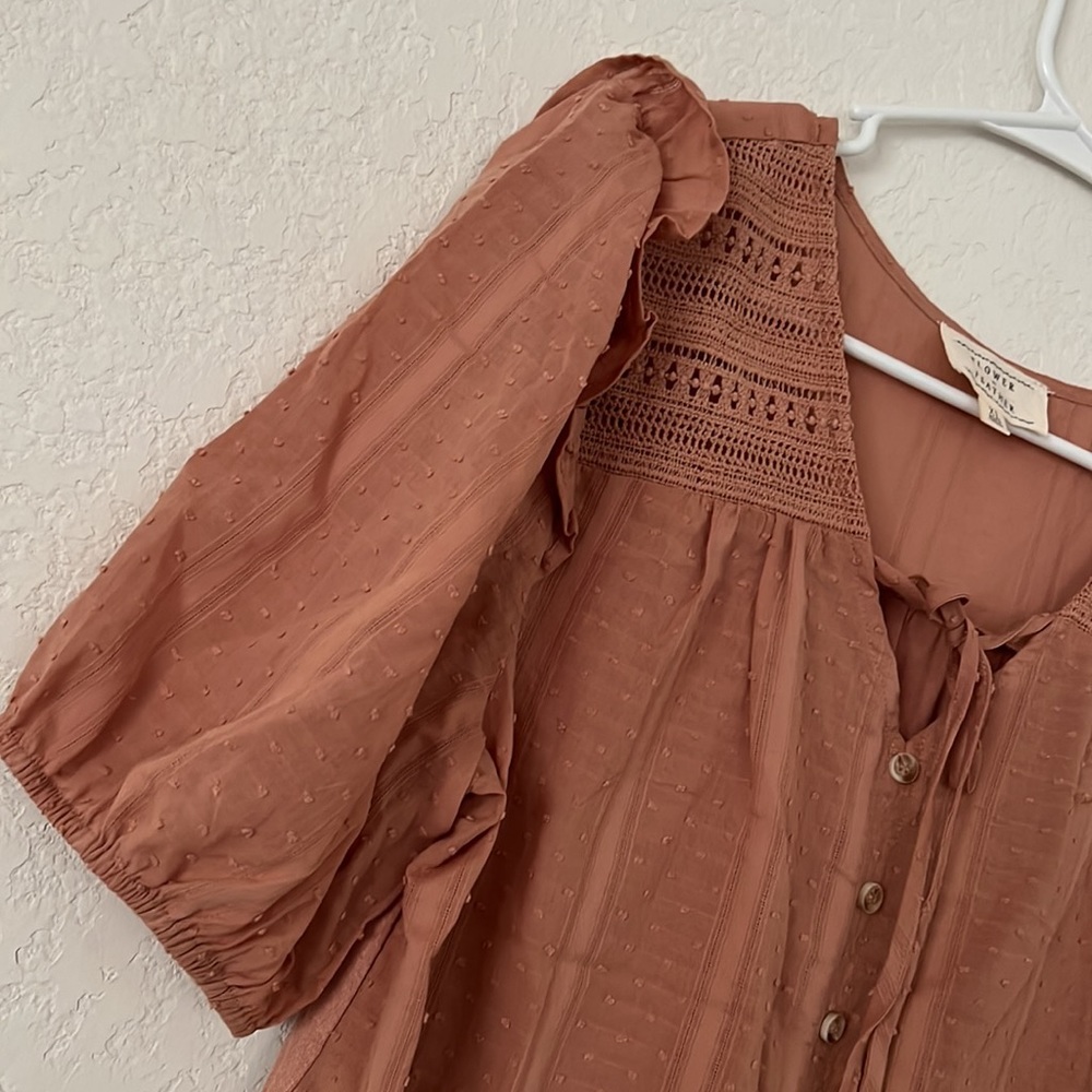 NWOT Flower & Feather dusty pink- peach cute blouse - Picture 6 of 7